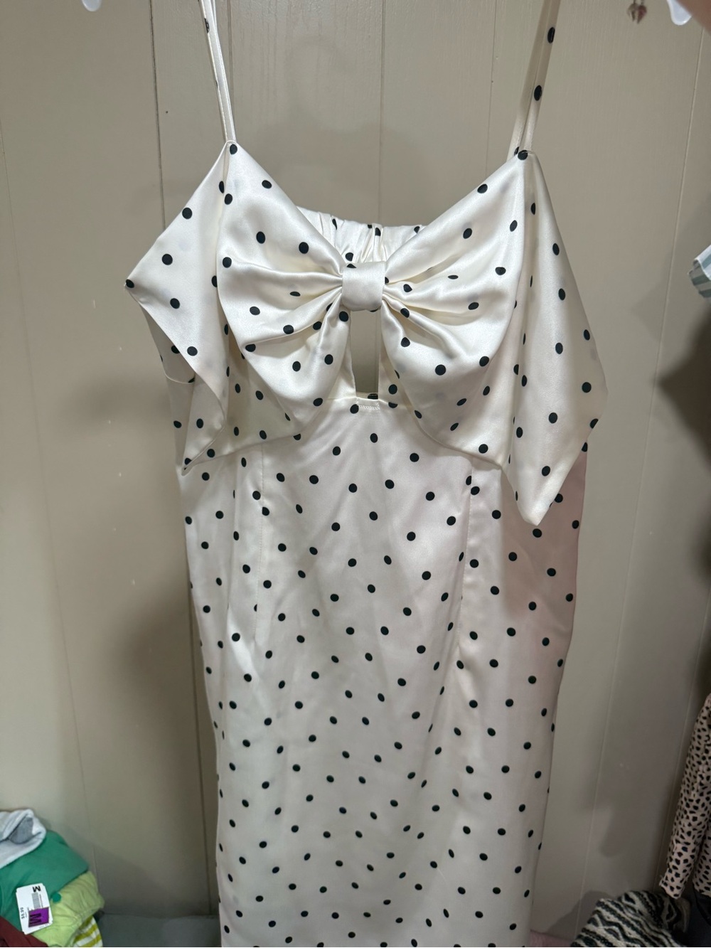 Wild Fable Women’s' White Polka Dot Bow Slip Dress